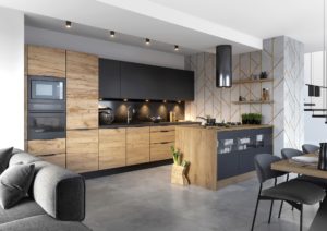 Kuchnia KAMmono Black Szkło na pierwszym planie – piękna, lekka wizualnie i reprezentacyjna kuchnia